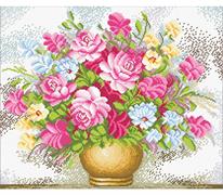 No Count Cross Stitch On White Aida 14, Vase of Flowers
